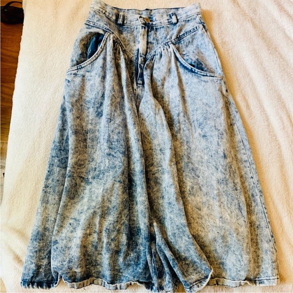 Vintage Acid Wash Denim Skirt 80s Small stone Wash - Picture 3 of 5